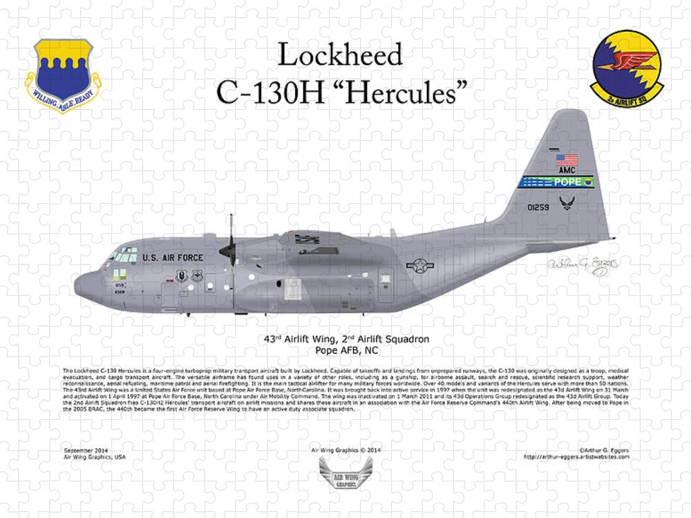 Lockheed Jigsaw Puzzle featuring the digital art Lockheed C-130H Hercules #4 by Arthur Eggers