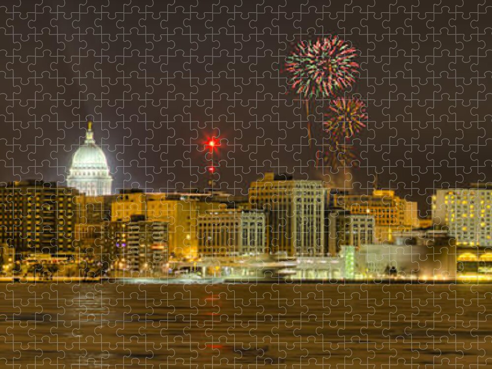 Capitol Jigsaw Puzzle featuring the photograph Madison New Years Eve by Steven Ralser
