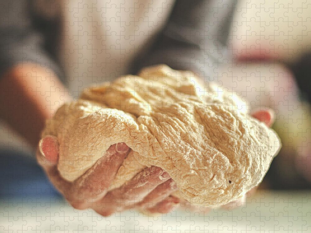 Kneading Jigsaw Puzzle featuring the photograph Making Yeast Dough #1 by Nimis69
