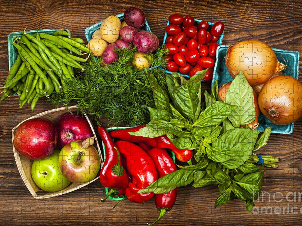 Local Jigsaw Puzzle featuring the photograph Market fruits and vegetables 1 by Elena Elisseeva