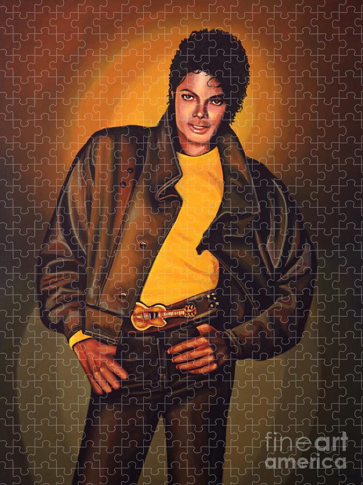Michael Jackson Jigsaw Puzzle featuring the painting Michael Jackson by Paul Meijering