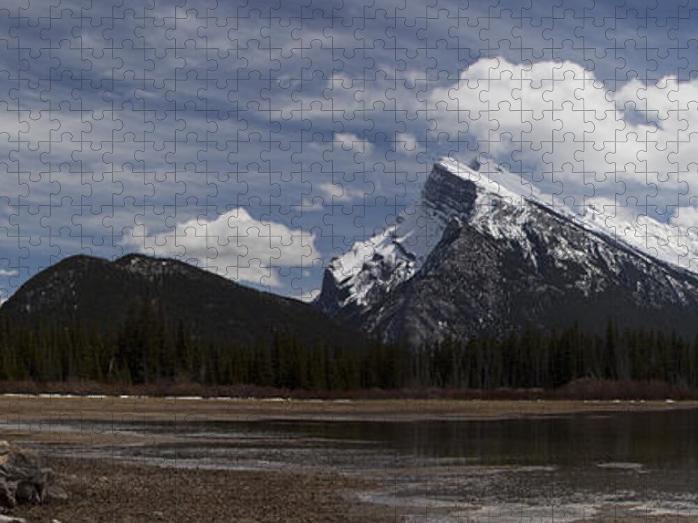 Landscape Jigsaw Puzzle featuring the photograph Mount Rundle and Vermilion Lake #1 by Tony Mills