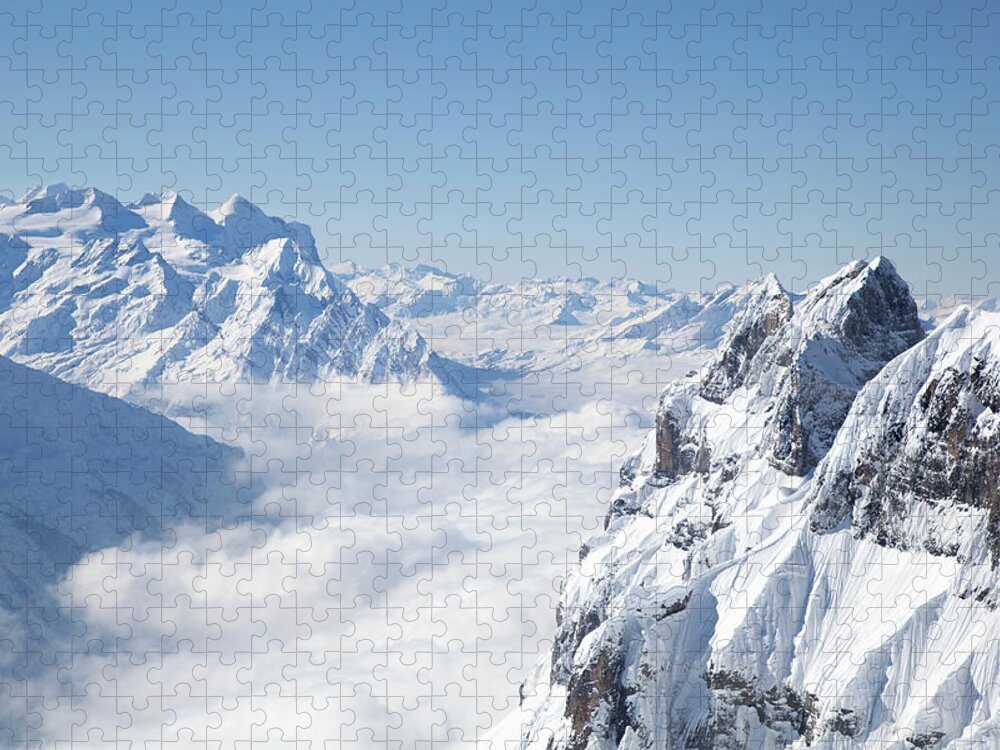 Scenics Jigsaw Puzzle featuring the photograph Mountain Landscape In Winter #1 by Geir Pettersen