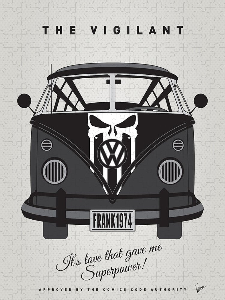 Superheroes Jigsaw Puzzle featuring the digital art MY SUPERHERO-VW-T1-Punisher #1 by Chungkong Art