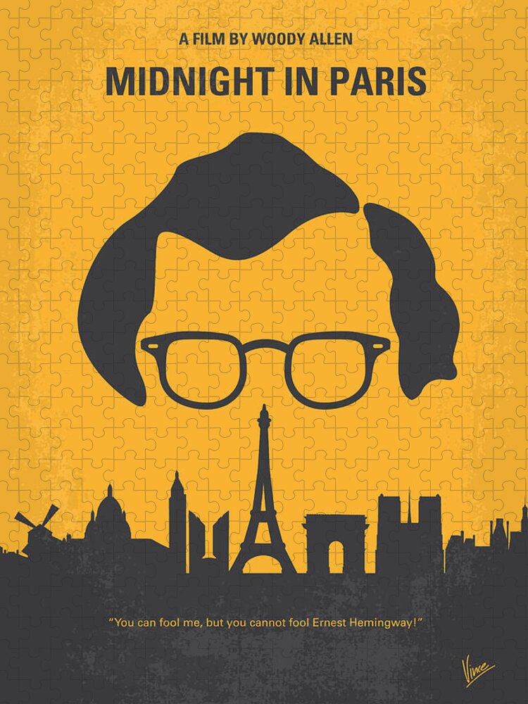 Midnight In Paris Jigsaw Puzzle featuring the digital art No312 My Midnight in Paris minimal movie poster by Chungkong Art
