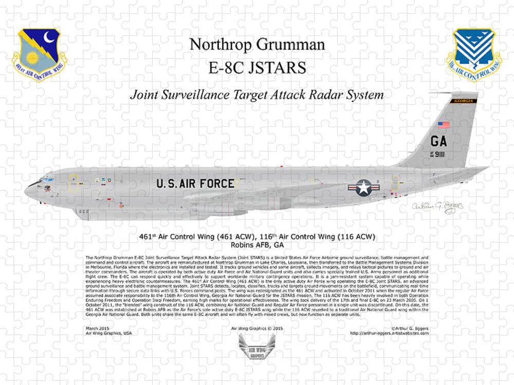 Northrop Grumman Jigsaw Puzzle featuring the digital art Northrop Grumman E-8C JSTARS #9 by Arthur Eggers