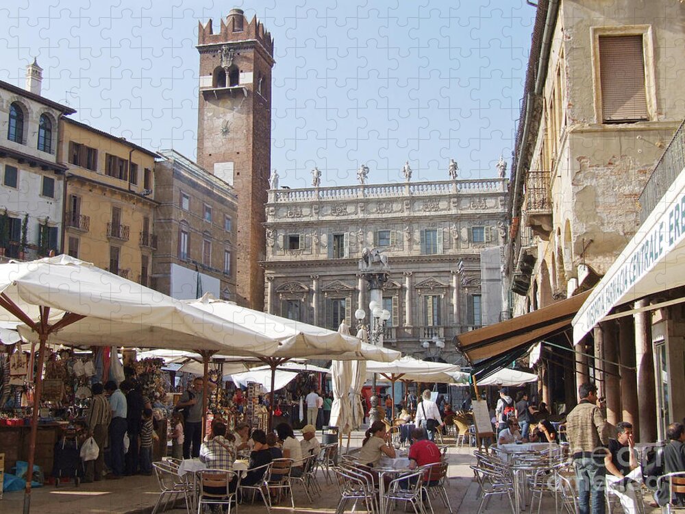 Piazza Delle Erbe Jigsaw Puzzle featuring the photograph Piazza delle Erbe - Verona - Italy by Phil Banks