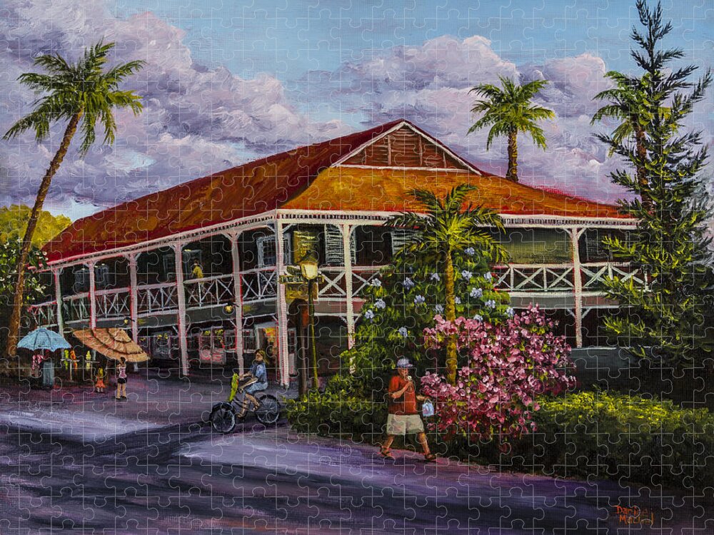 Building Jigsaw Puzzle featuring the painting Pioneer Inn Lahaina by Darice Machel McGuire