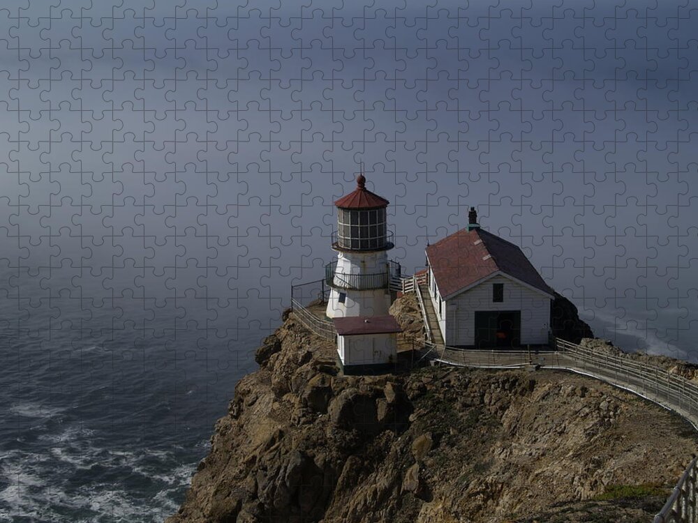 Pacific Ocean Jigsaw Puzzle featuring the relief Pt Reyes Lighthouse by Bill Gallagher