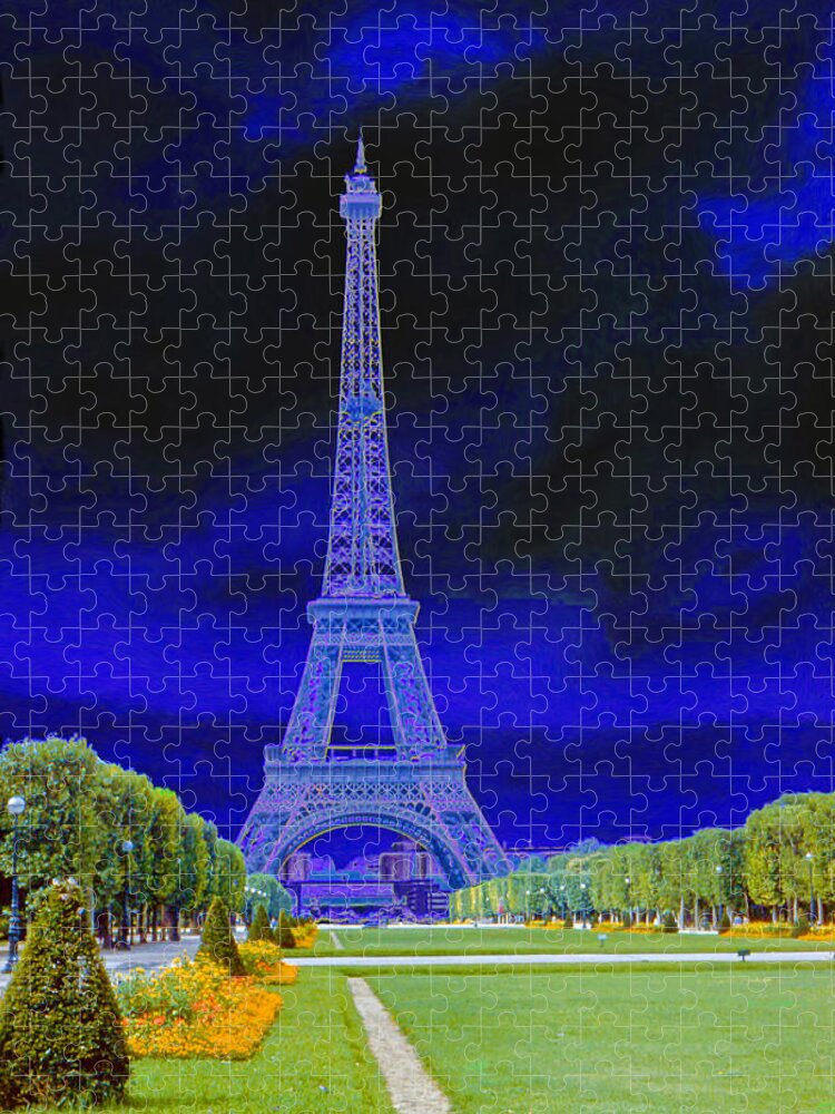 Eiffel Tower Jigsaw Puzzle featuring the photograph Purple Eiffel by Chuck Staley