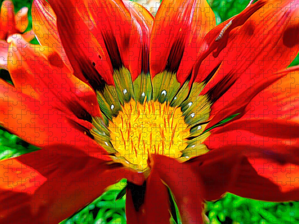 Macro Jigsaw Puzzle featuring the photograph Red flower #1 by Katherine Smit