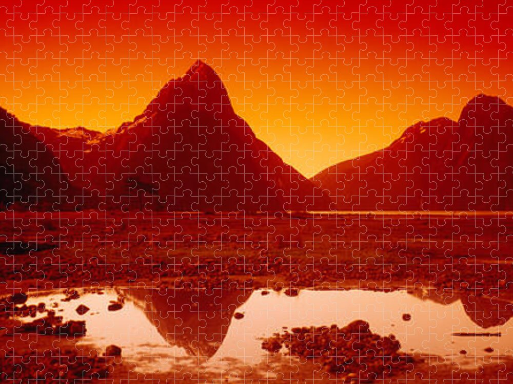 Photography Jigsaw Puzzle featuring the photograph Reflection Of Mountains In A Lake #1 by Panoramic Images