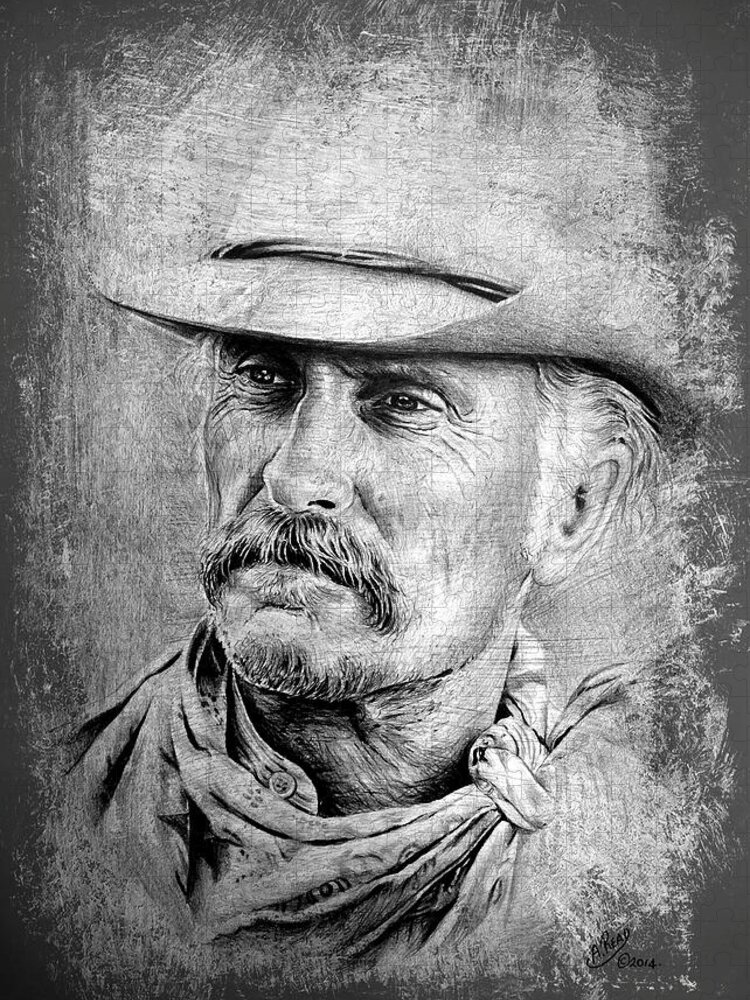 Robert Duvall Jigsaw Puzzle featuring the drawing Robert Duvall #1 by Andrew Read