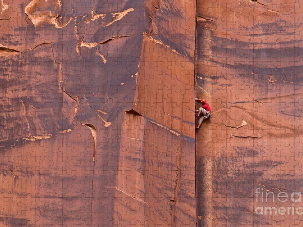 00559218 Jigsaw Puzzle featuring the photograph Rock Climber Indian Creek Utah by Yva Momatiuk John Eastcott