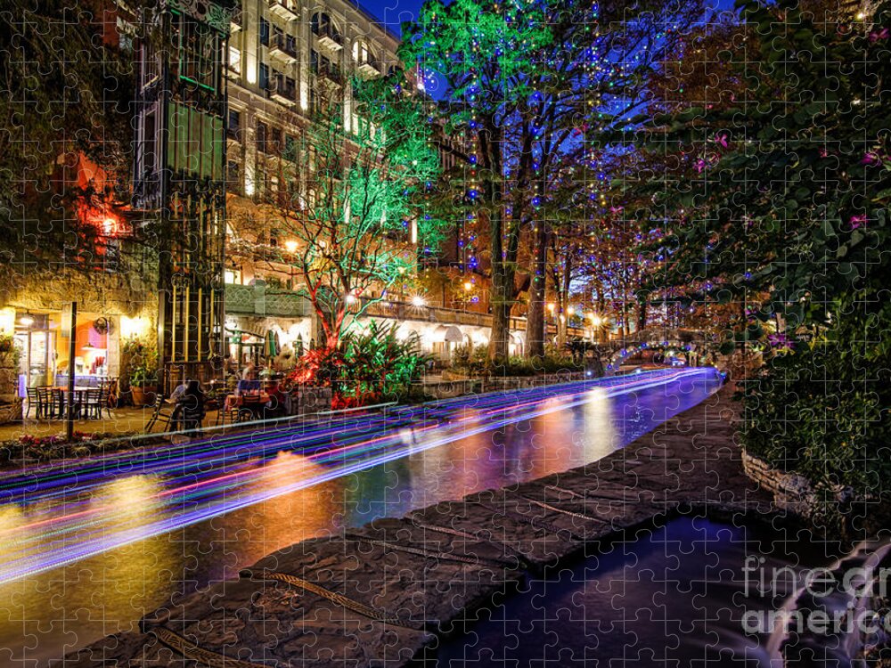 San Jigsaw Puzzle featuring the photograph San Antonio Riverwalk Paseo Del Rio during Christmas - Texas by Silvio Ligutti
