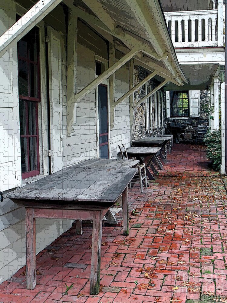 Historic Jigsaw Puzzle featuring the photograph Secluded Portico by Geoff Crego