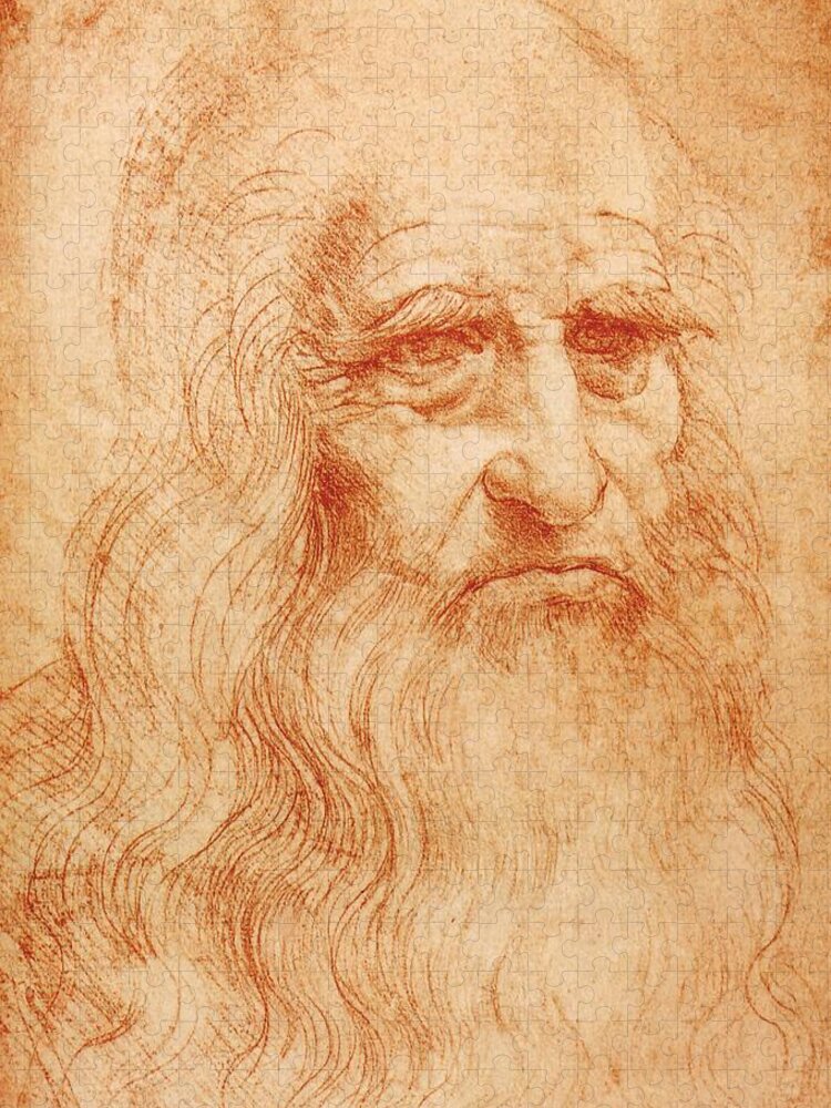 Turin Jigsaw Puzzle featuring the painting Self Portrait by Leonardo da Vinci