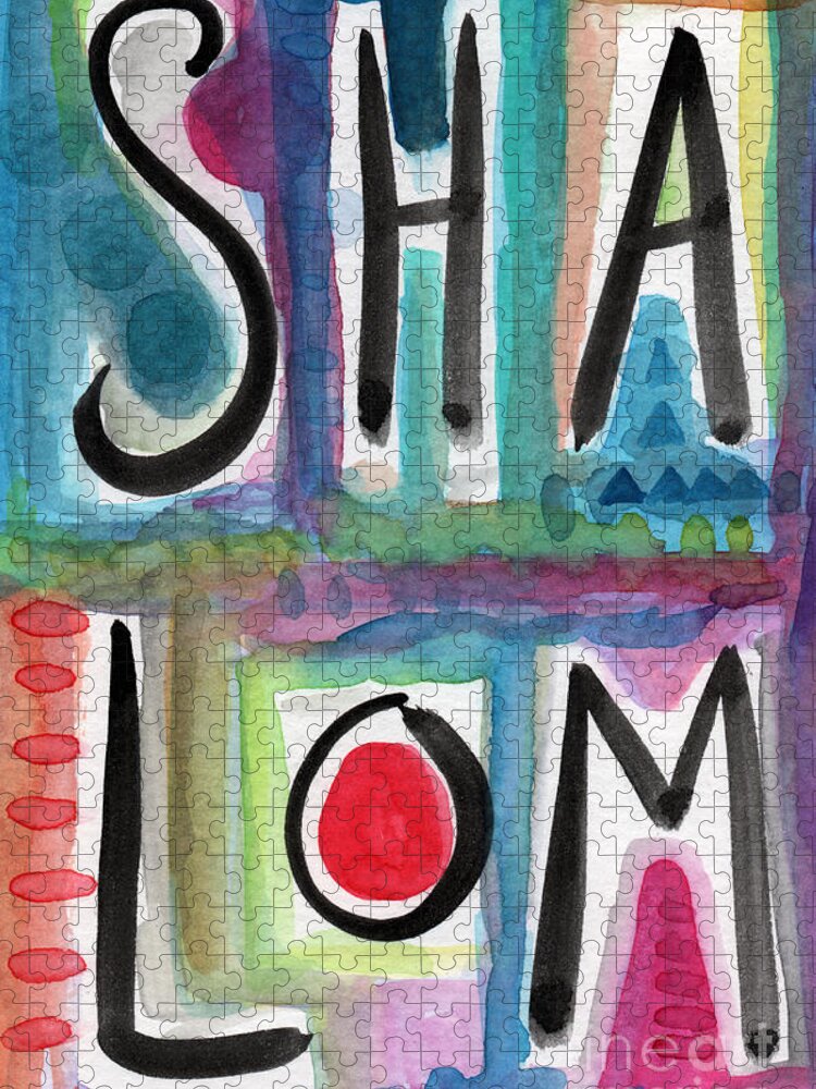#faaAdWordsBest Jigsaw Puzzle featuring the painting Shalom #2 by Linda Woods