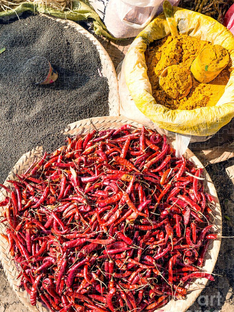 Spices Jigsaw Puzzle featuring the photograph Spices at local market - Myanmar #1 by Matteo Colombo