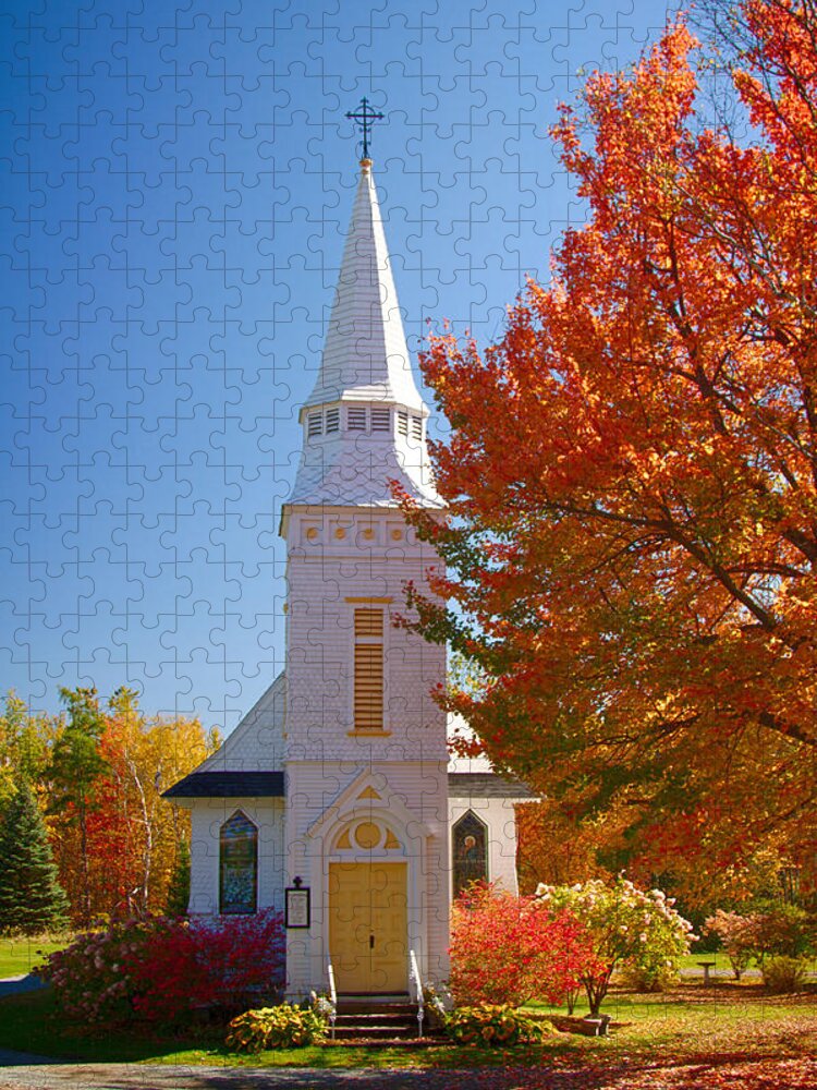 Autumn Foliage New England Jigsaw Puzzle featuring the photograph St Matthew's in Autumn splendor #2 by Jeff Folger