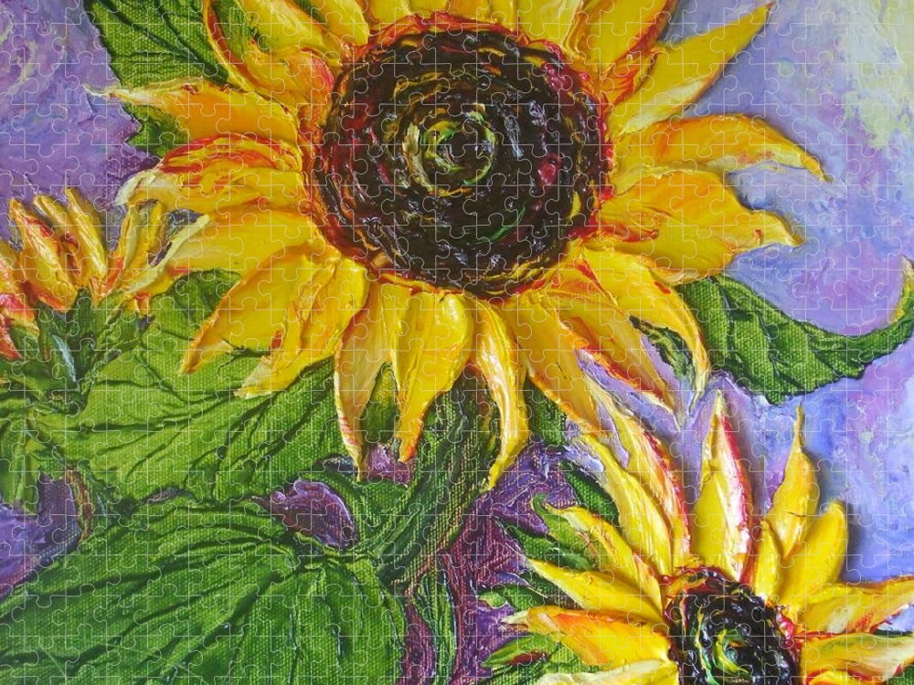 Yellow Jigsaw Puzzle featuring the painting Paris' Yellow Sunflowers by Paris Wyatt Llanso