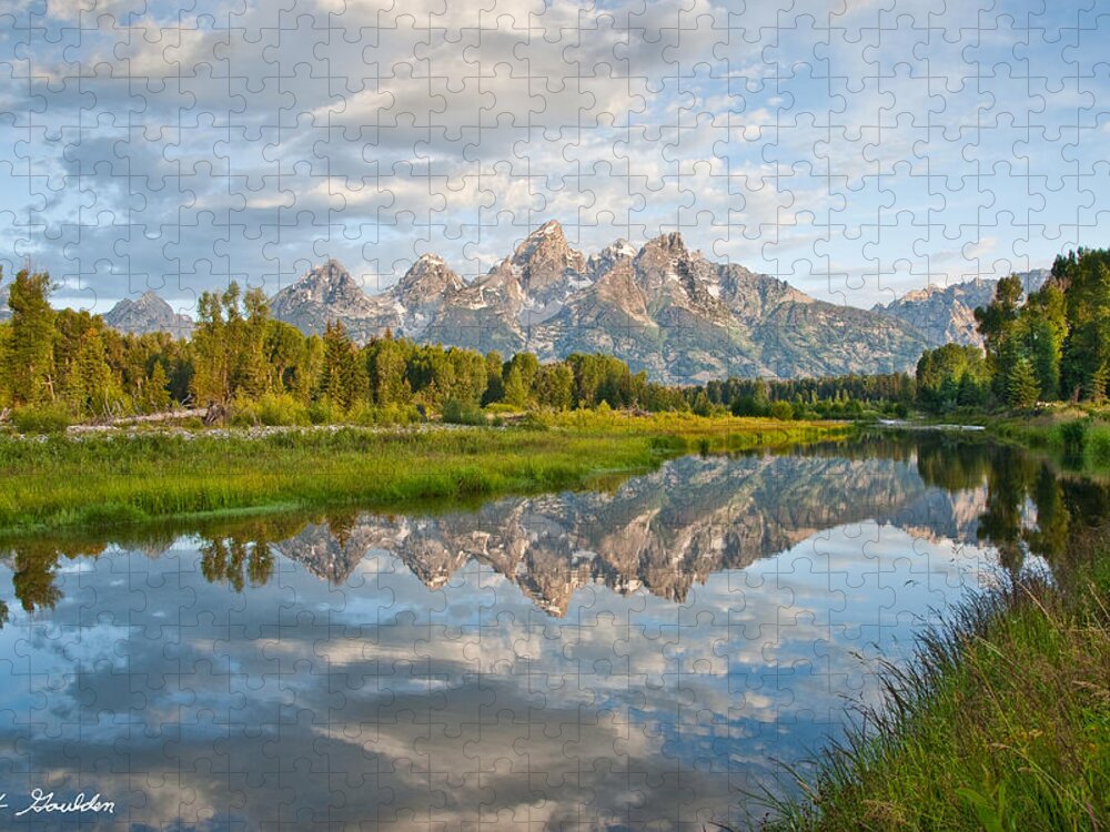 Awe Jigsaw Puzzle featuring the photograph Teton Range Reflected in the Snake River #2 by Jeff Goulden