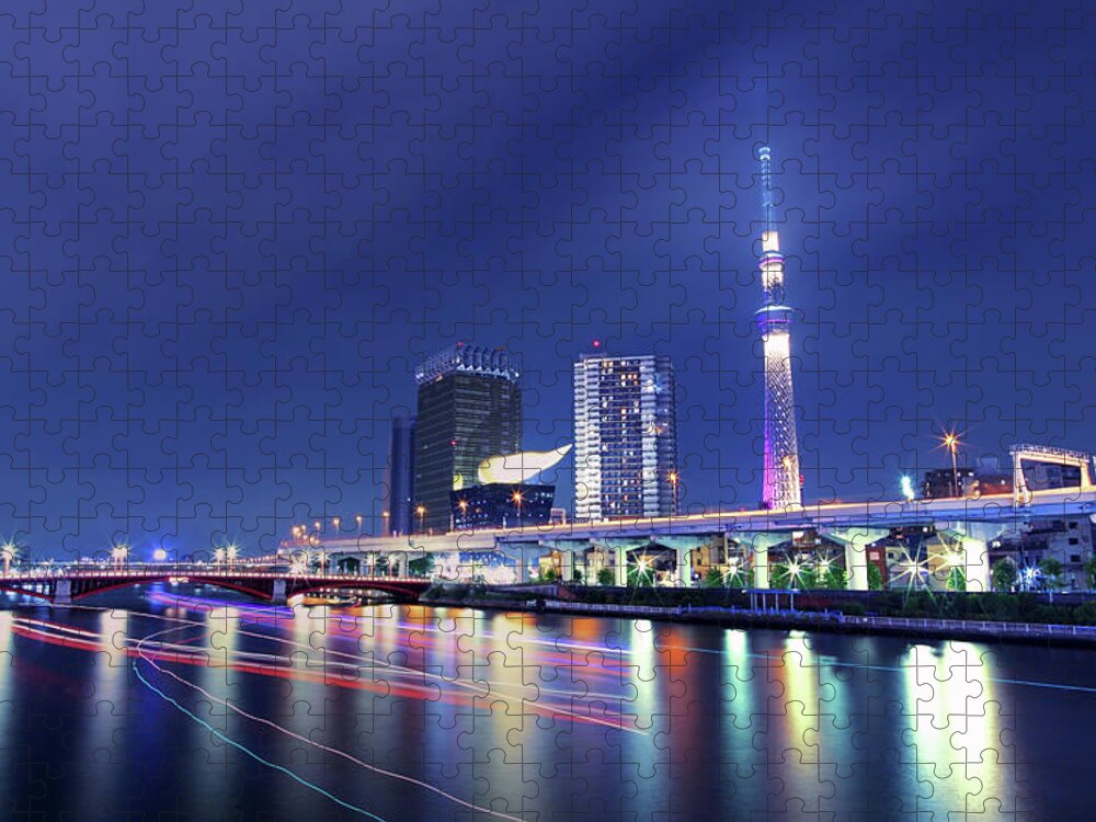 Built Structure Jigsaw Puzzle featuring the photograph Tokyo Cityscape At Night #1 by Photography By Zhangxun