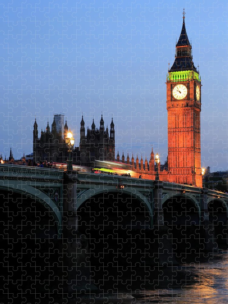 Arch Jigsaw Puzzle featuring the photograph Twilight View Of Westminster Bridge And #1 by Bruce Yuanyue Bi