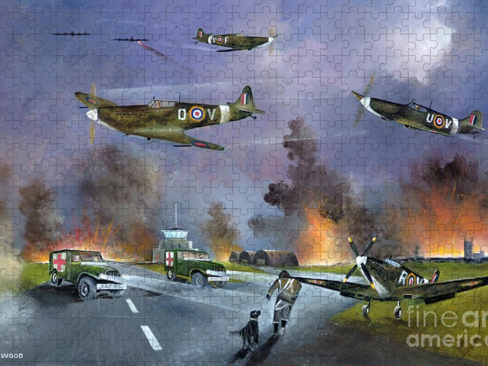 Spitfire Jigsaw Puzzle featuring the painting Up For The Chase by Ken Wood