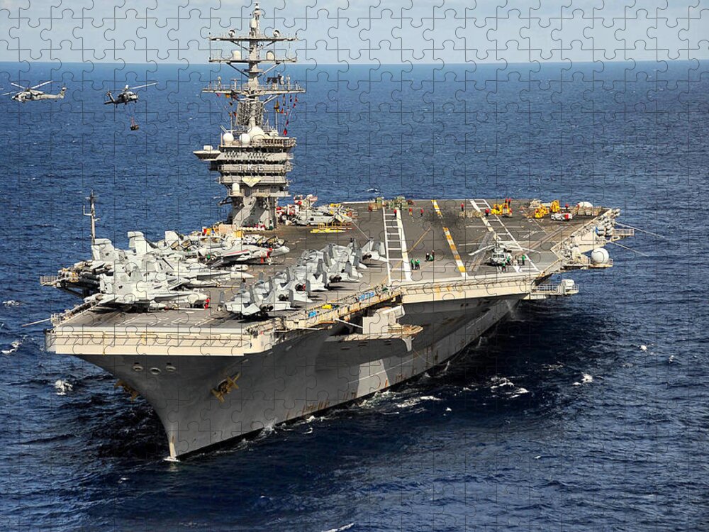 U.s. Navy Jigsaw Puzzle featuring the photograph USS Dwight D. Eisenhower #1 by Mountain Dreams
