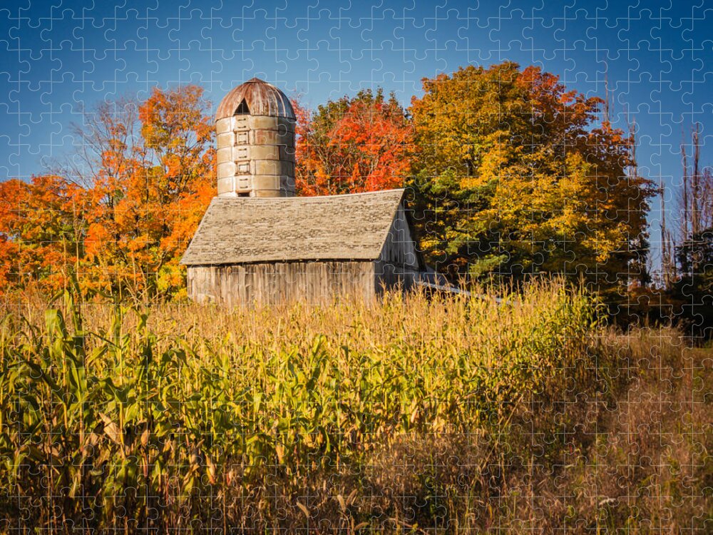Barn Jigsaw Puzzle featuring the photograph Wildwood Farm in Fall by Terry Ann Morris