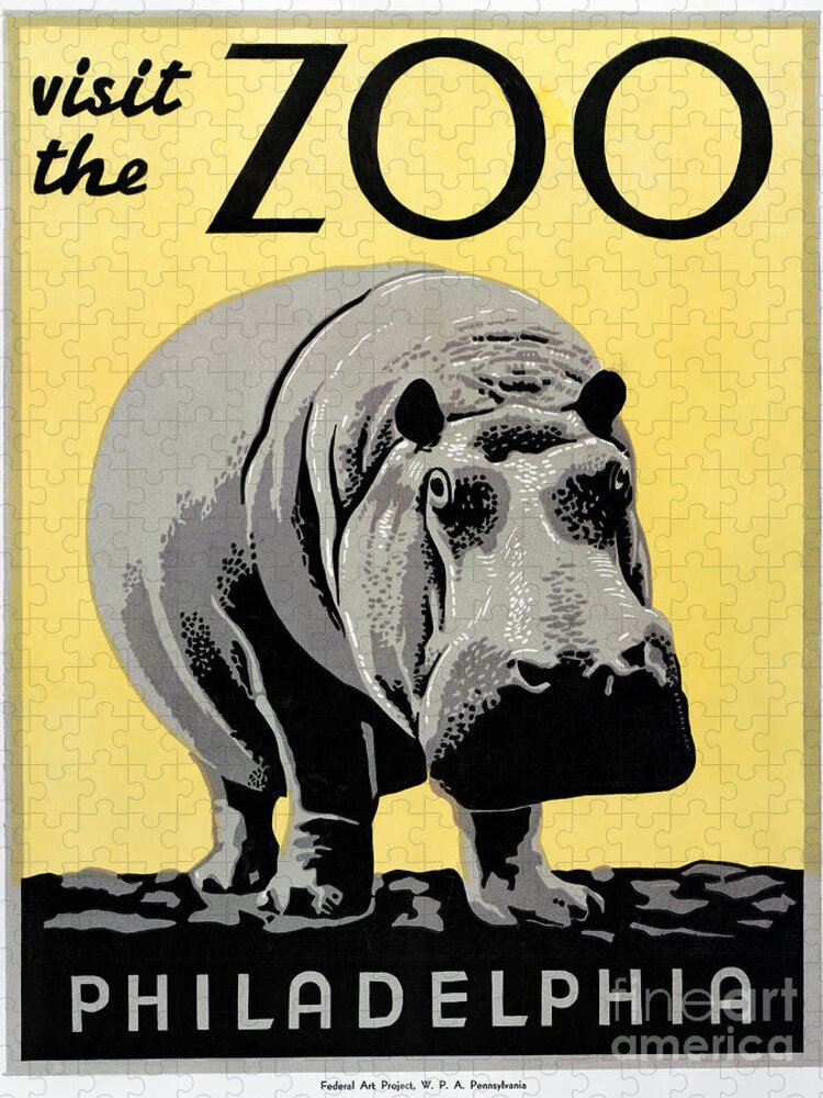 1938 Jigsaw Puzzle featuring the photograph ZOO POSTER c1936 #1 by Granger
