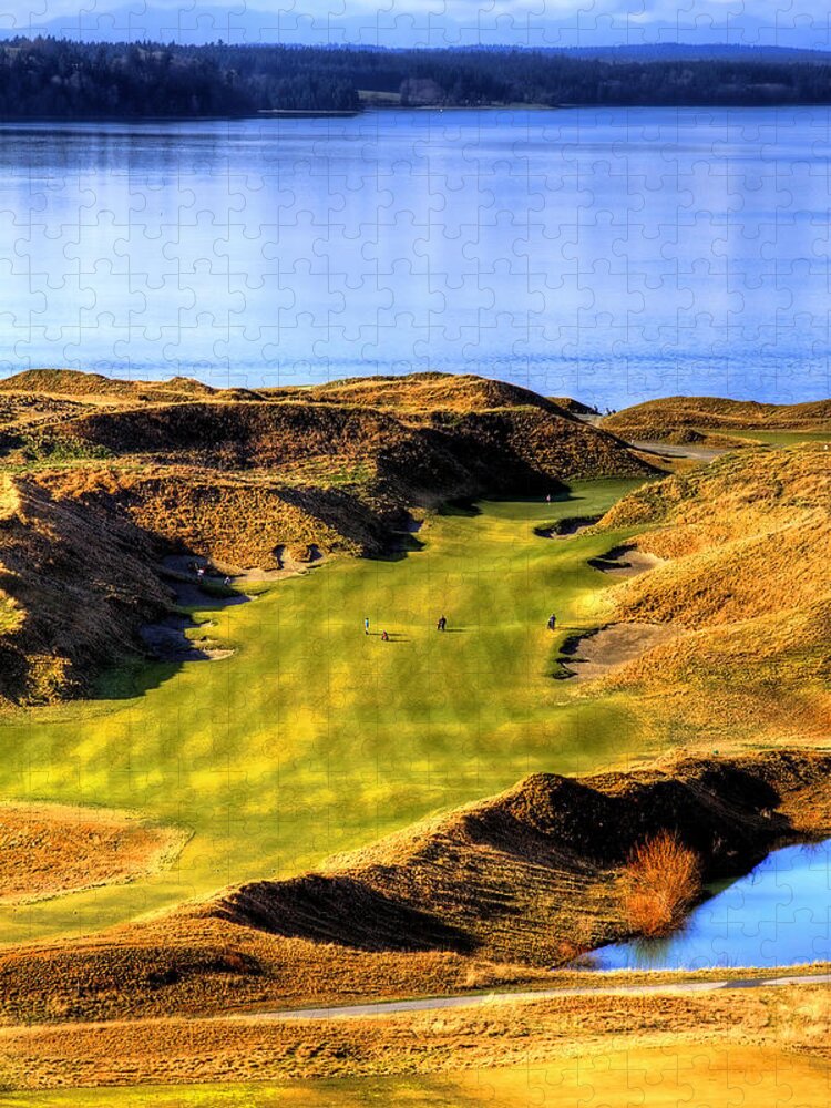 Chambers Bay Golf Course Jigsaw Puzzle featuring the photograph 10th Hole at Chambers Bay by David Patterson