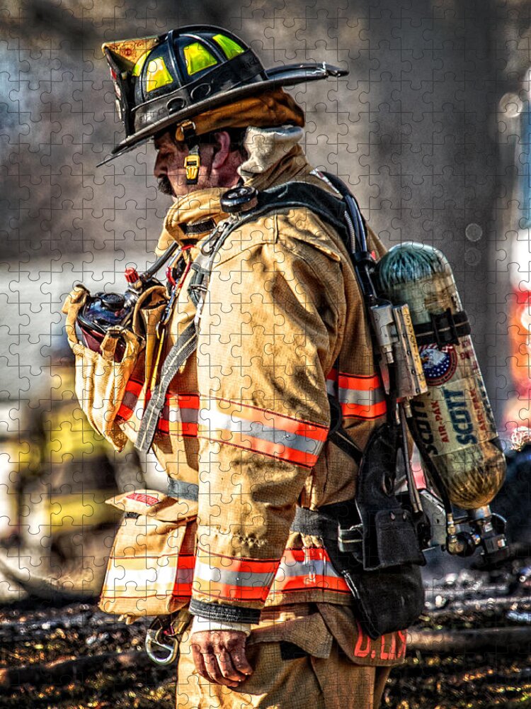 Fire Jigsaw Puzzle featuring the photograph Firefighters #11 by Everet Regal