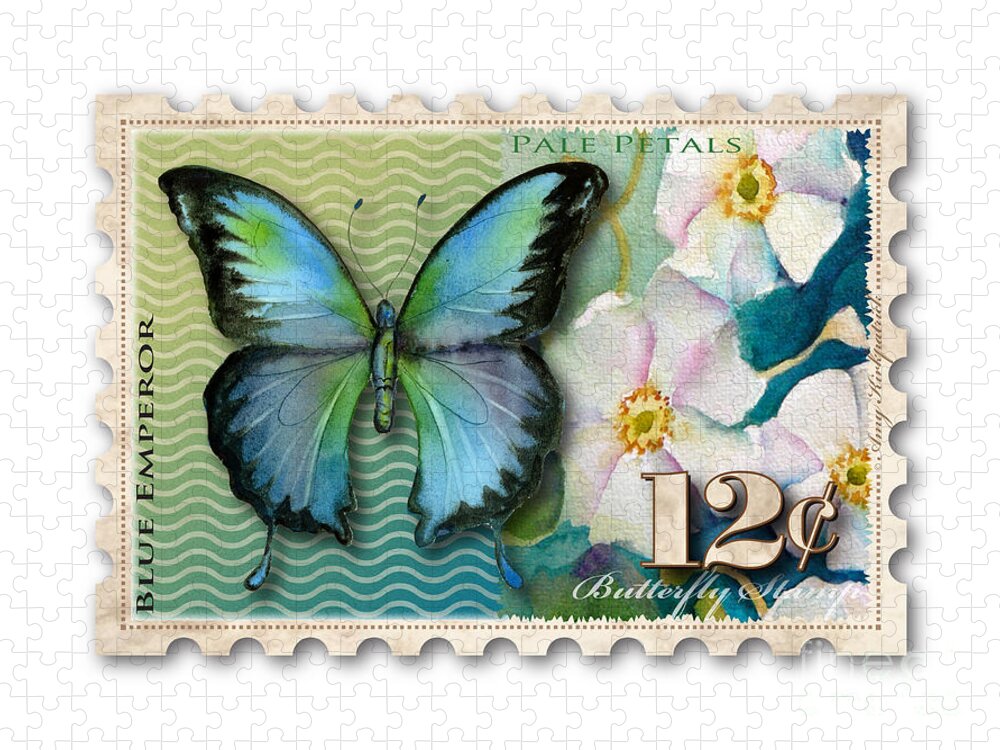 Butterfly Puzzle featuring the painting 12 Cent Butterfly Stamp by Amy Kirkpatrick