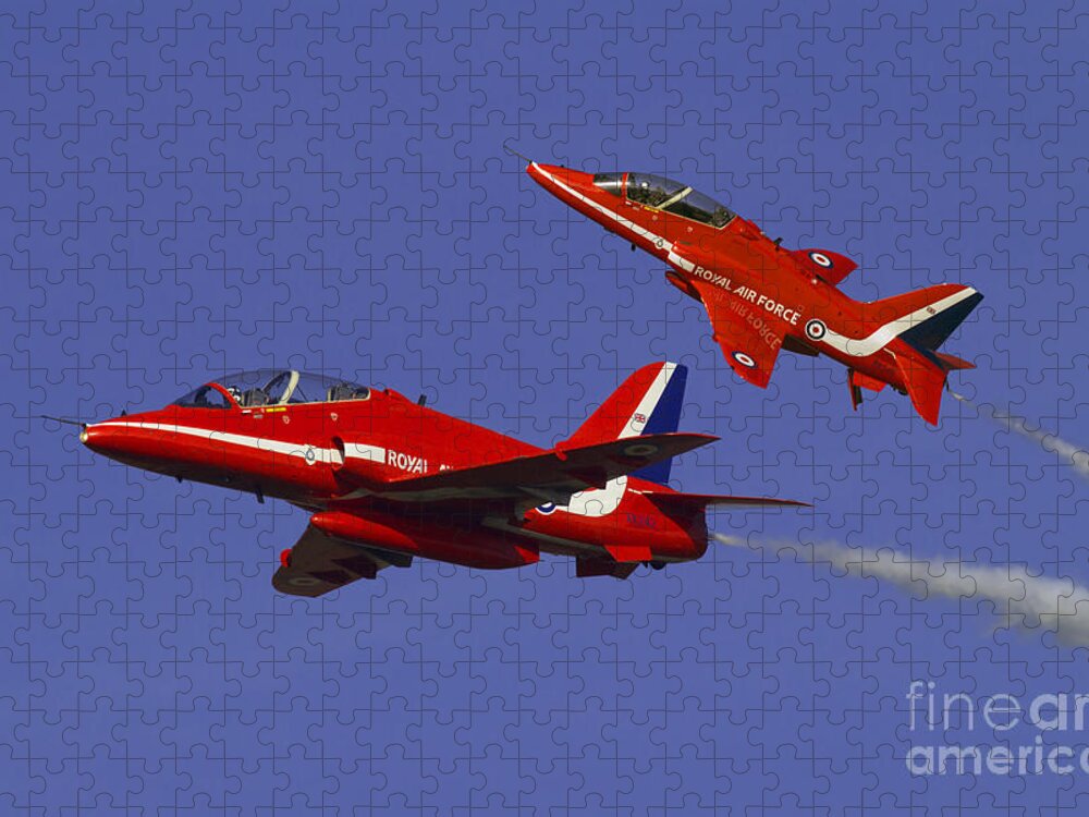 The Red Arrows Jigsaw Puzzle featuring the digital art Red Arrows by Airpower Art