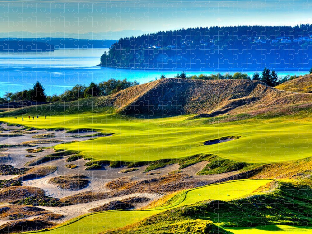 Landscapes Jigsaw Puzzle featuring the photograph #14 at Chambers Bay Golf Course - Location of the 2015 U.S. Open Tournament #14 by David Patterson