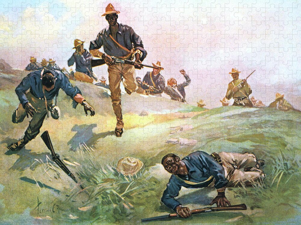 Horizontal Jigsaw Puzzle featuring the painting 1890s 1898 Spanish American War African by Vintage Images