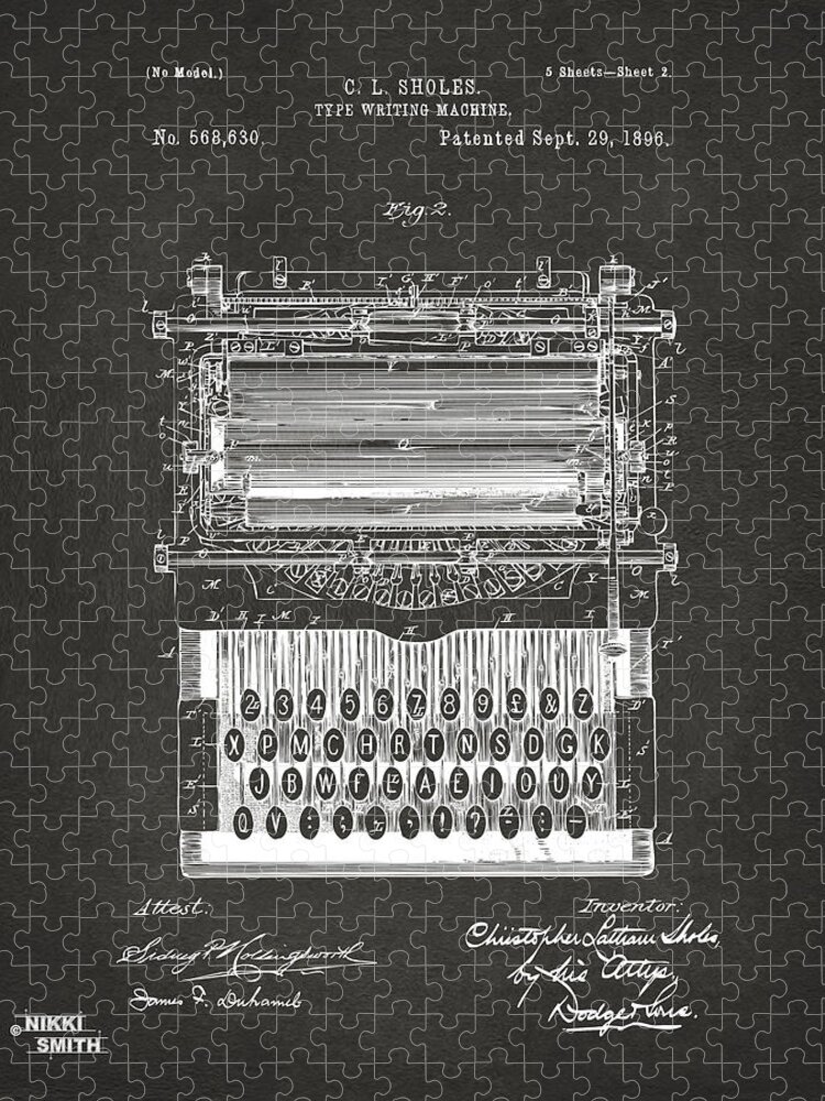 Type Writing Machine, Patented 1899 Digital Art by Print Collection - Pixels