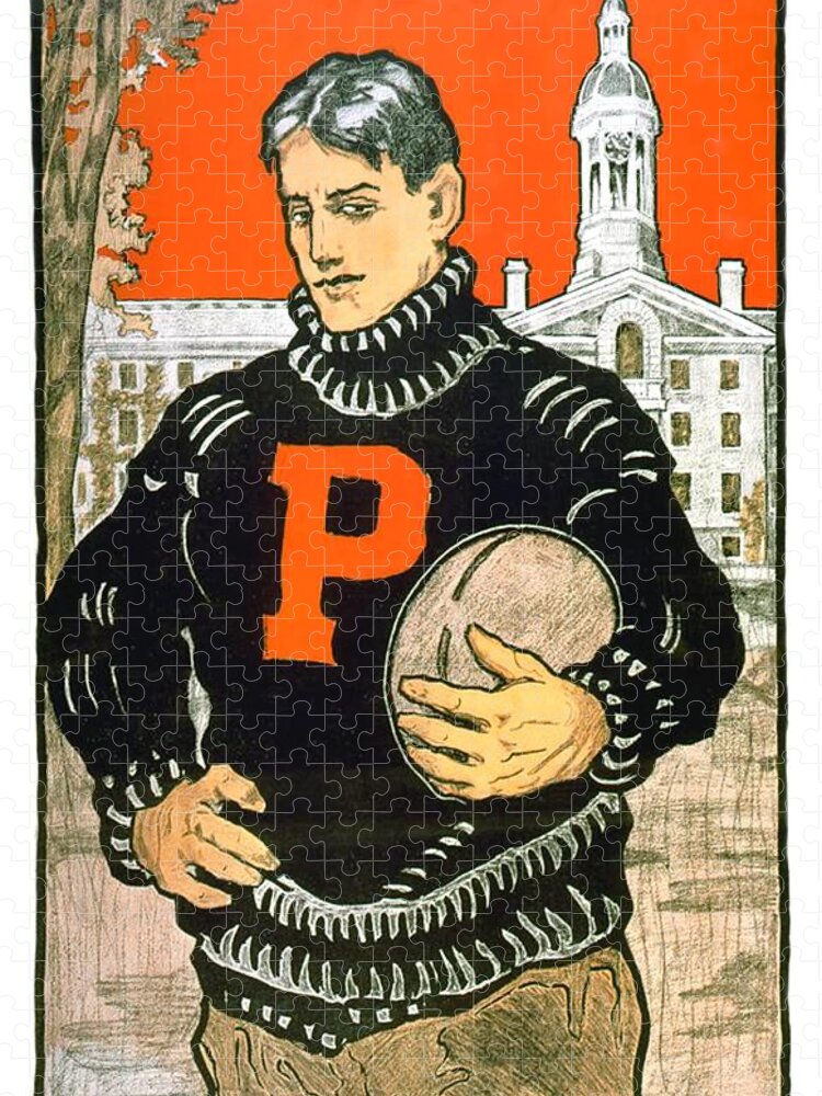 1901 Jigsaw Puzzle featuring the digital art 1901 - Princeton University Football Poster - Color by John Madison