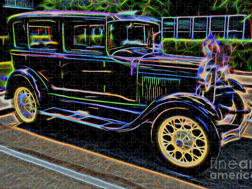 Ford Jigsaw Puzzle featuring the photograph 1929 Ford Model A - Antique Car by Gary Whitton