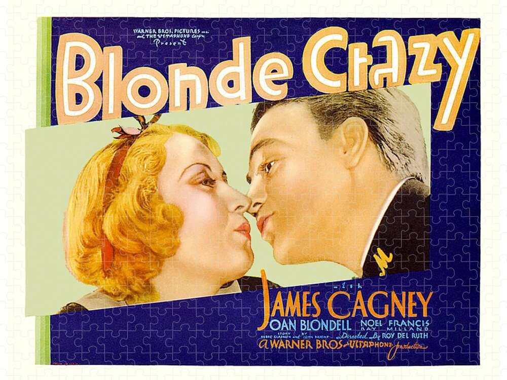 1931 Jigsaw Puzzle featuring the digital art 1931 - Blonde Crazy - Warner Brothers Movie Poster - James Cagney - Color by John Madison