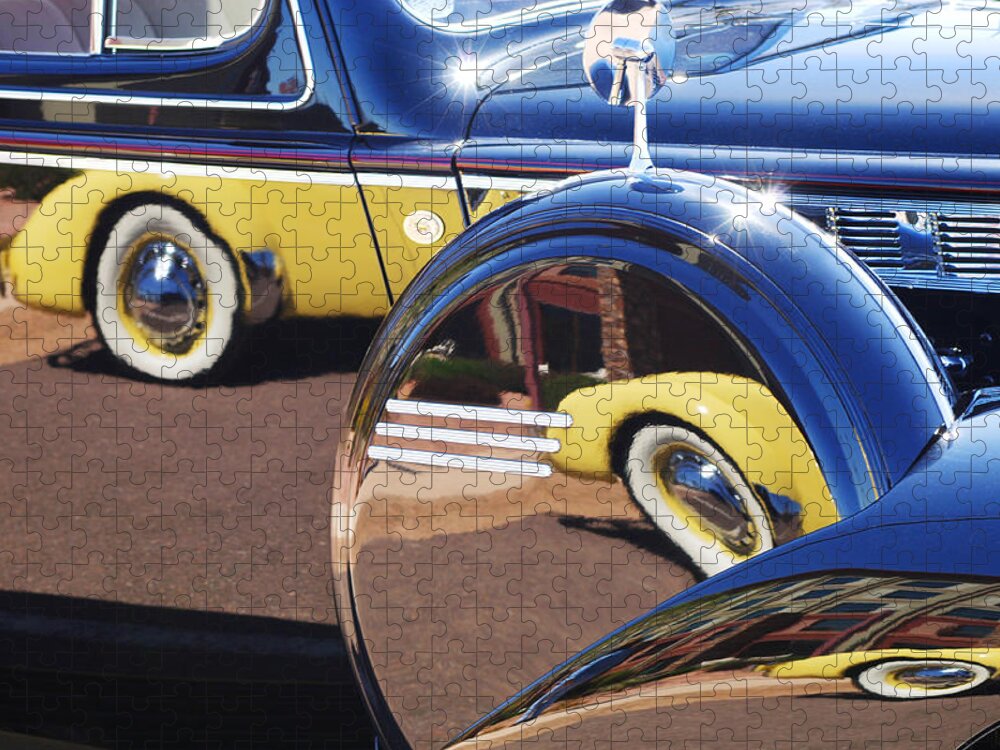 1937 Cord 812 Phaeton Reflected Into Packard Jigsaw Puzzle featuring the photograph 1937 Cord 812 Phaeton Reflected into Packard by Jill Reger