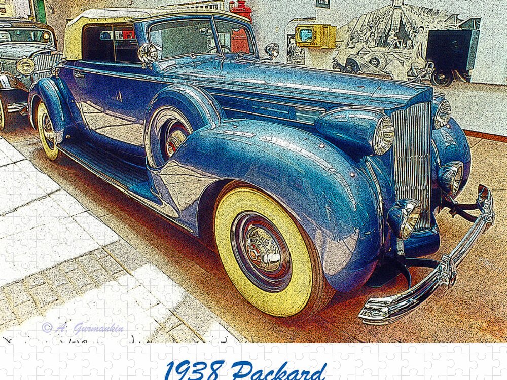 1938 Packard Jigsaw Puzzle featuring the digital art 1938 Packard National Automobile Museum Reno Nevada by A Macarthur Gurmankin