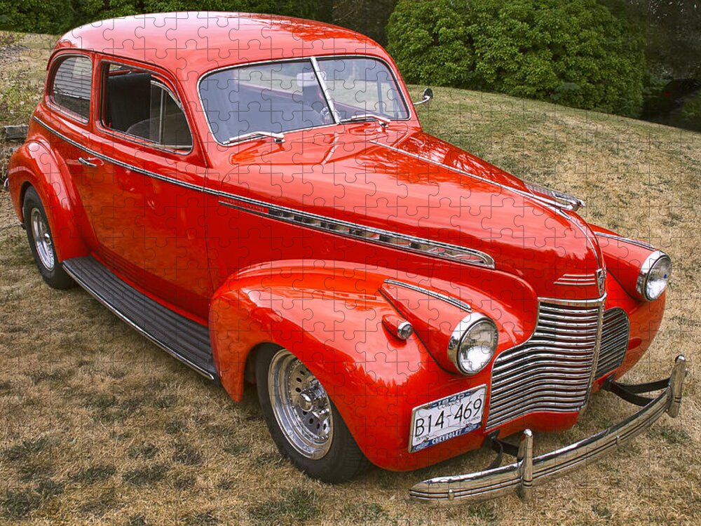 Classic Cars Jigsaw Puzzle featuring the photograph 1940 Chevrolet 2 Door Sedan by Peggy Collins