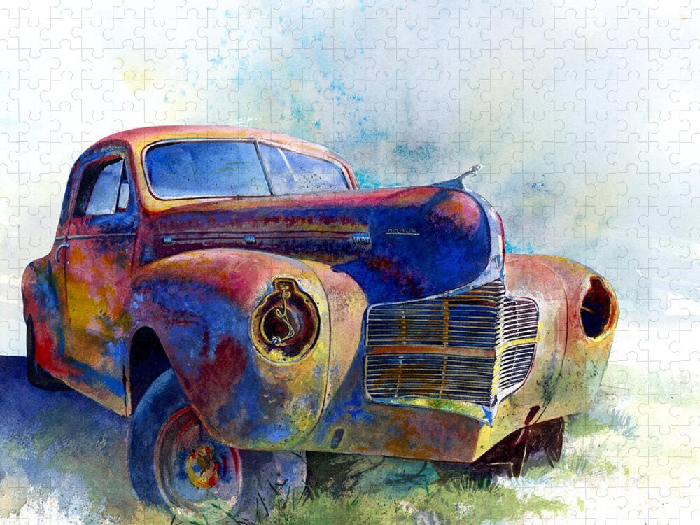 Car Jigsaw Puzzle featuring the painting 1940 Dodge by Andrew King