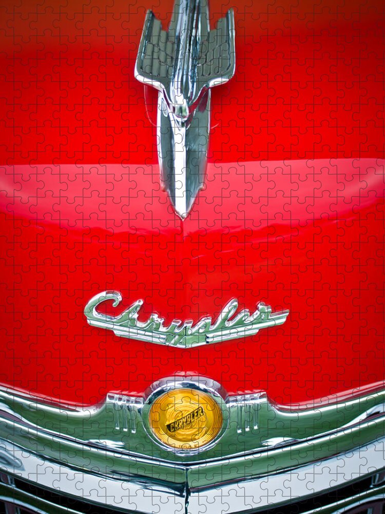 1949 Chrysler Town And Country Convertible Hood Ornament And Emblems Jigsaw Puzzle featuring the photograph 1949 Chrysler Town and Country Convertible Hood Ornament and Emblems by Jill Reger