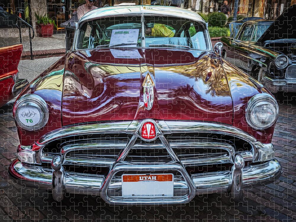 1952 Hudson Jigsaw Puzzle featuring the photograph 1952 Hudson Hornet 4 door Sedan Twin H Power painted by Rich Franco