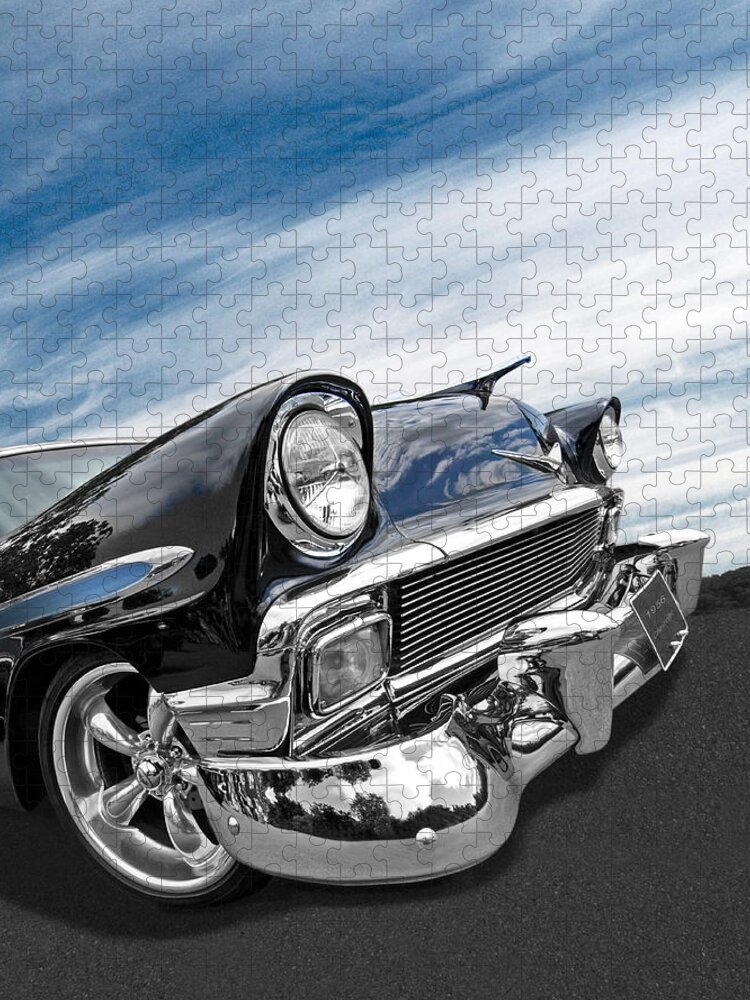 Classic Chevy Jigsaw Puzzle featuring the photograph 1956 Chevrolet with Blue Skies by Gill Billington
