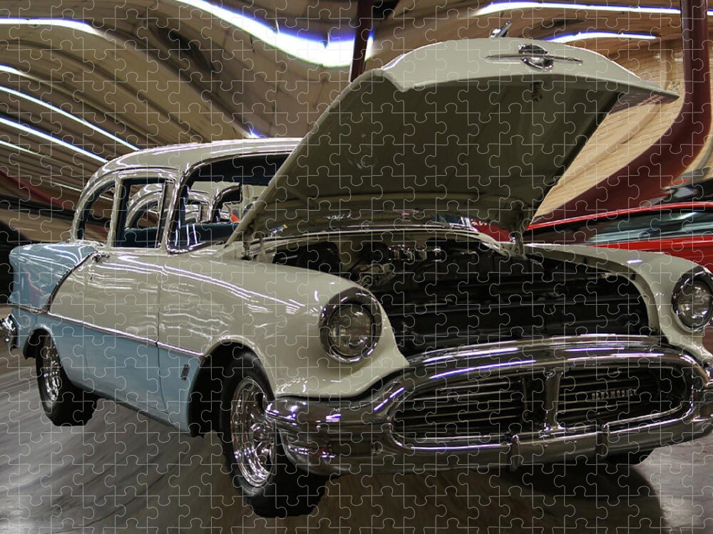 1956 Oldsmobile Jigsaw Puzzle featuring the photograph 1956 Oldsmobile by M Three Photos